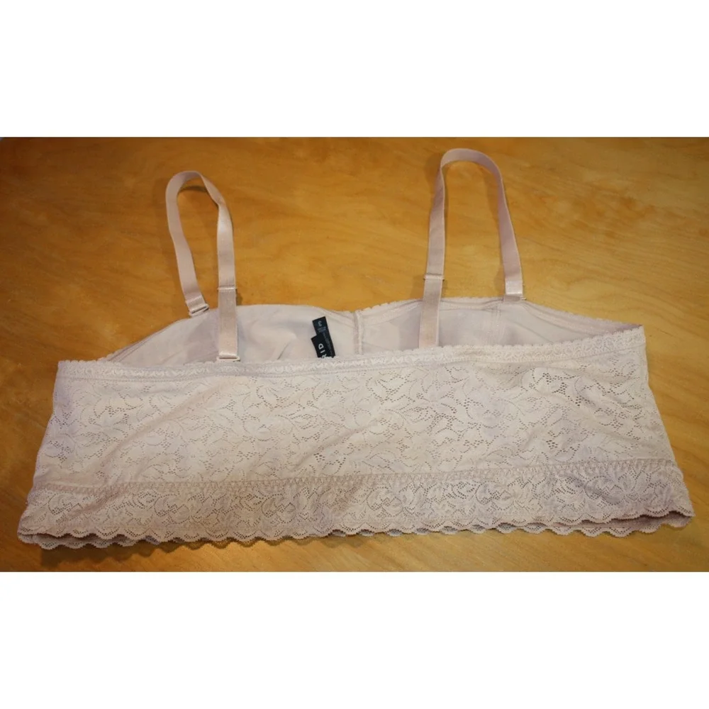 Torrid Lace Bralette 3X Bandeau Silhouette Adjustable Removable Straps Beige Bra
